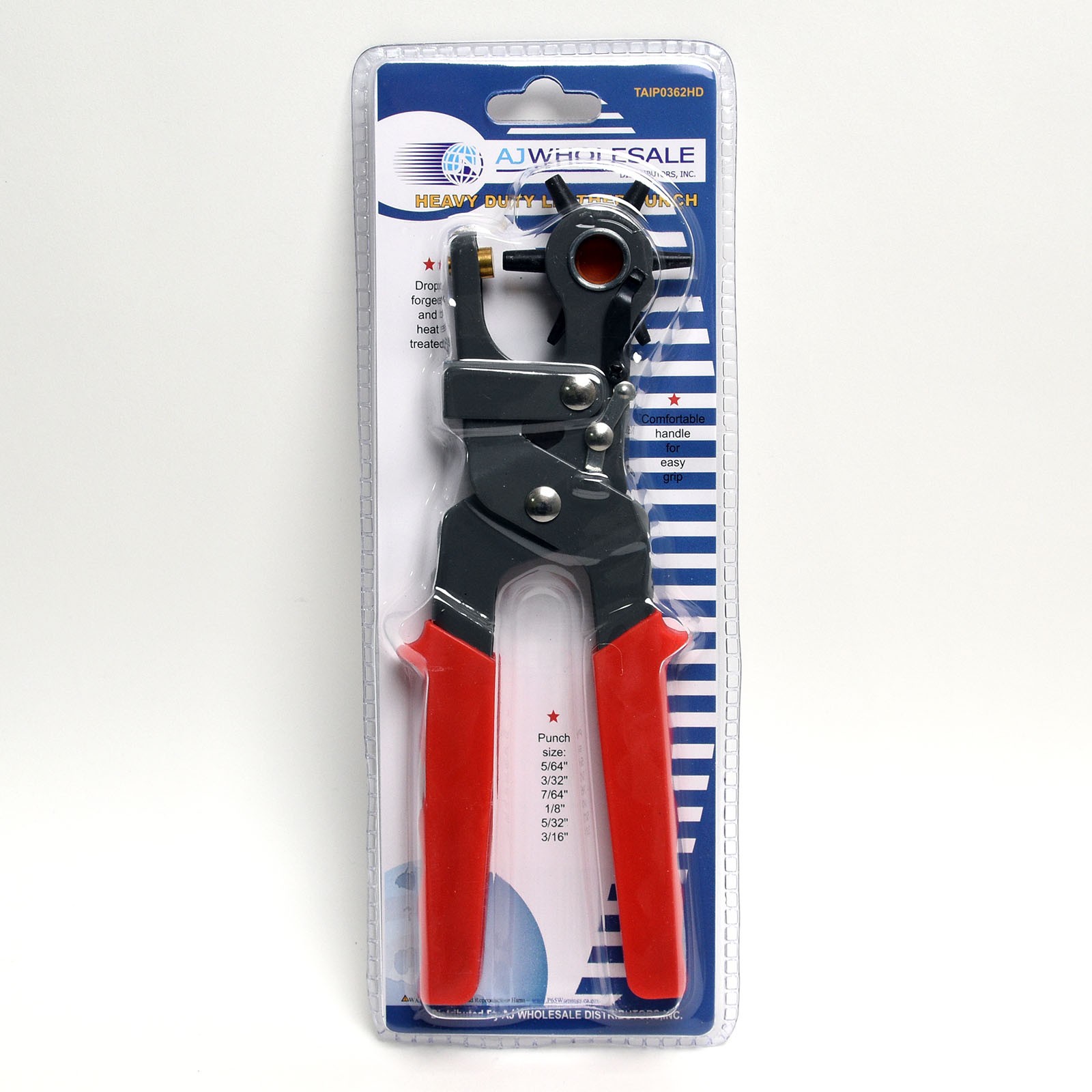 Leather Hole Punch Heavy Duty 6 Sized Holes 9-1/2" Hand Pliers Belt Punches