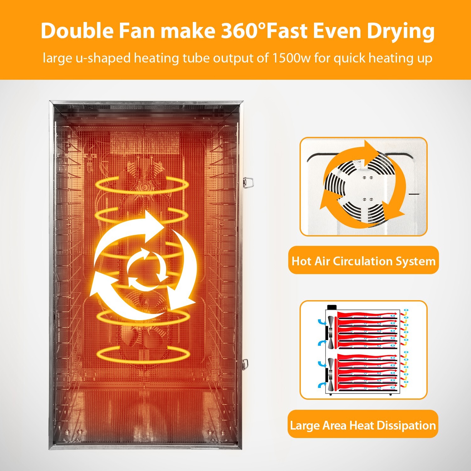 24H Setting 20 Trays Food Dehydrator Machine 304 Stainless Steel Commercial