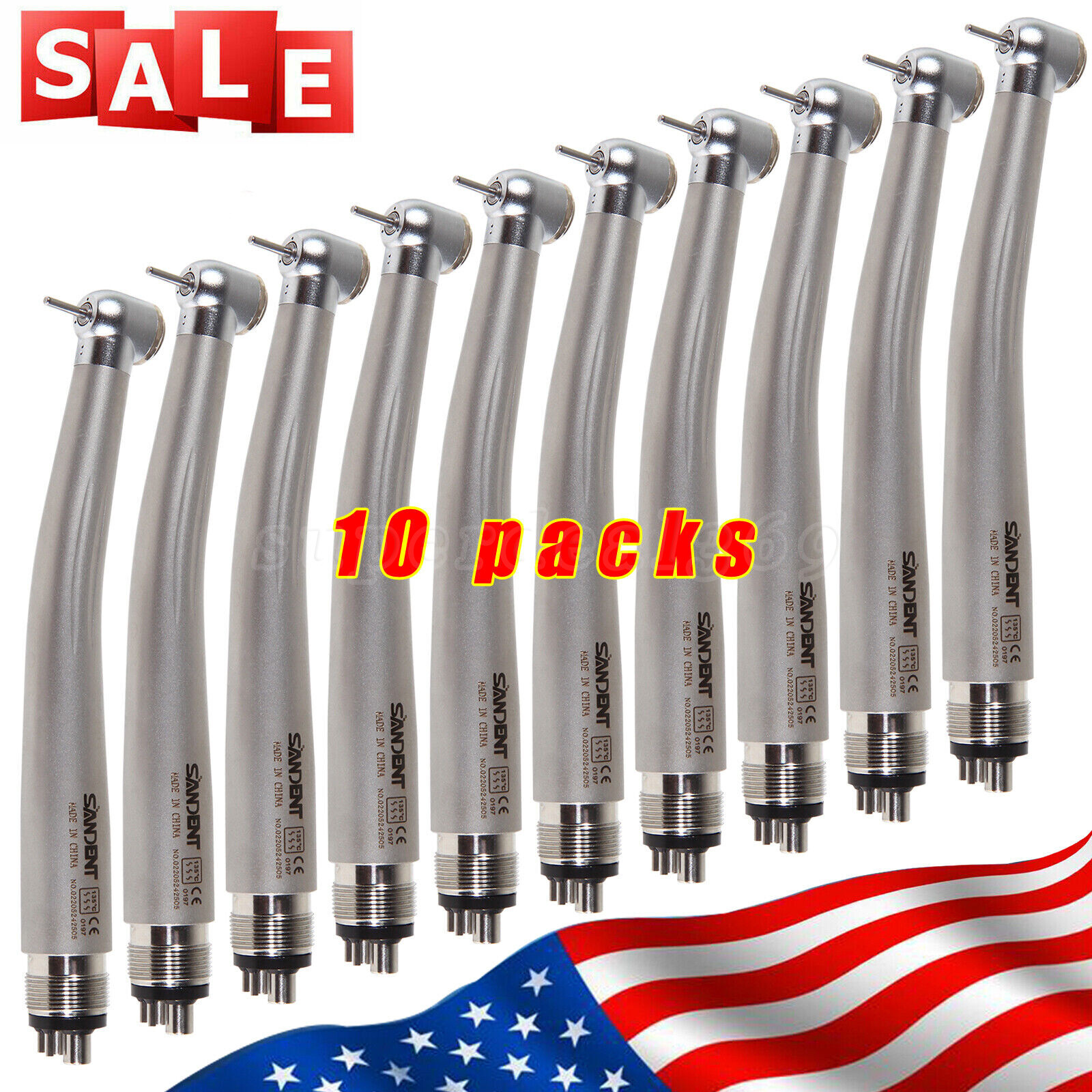 10pcs SANDENT NSK PANA MAX Style Dental High Speed Handpiece Push Button 4 Hole
