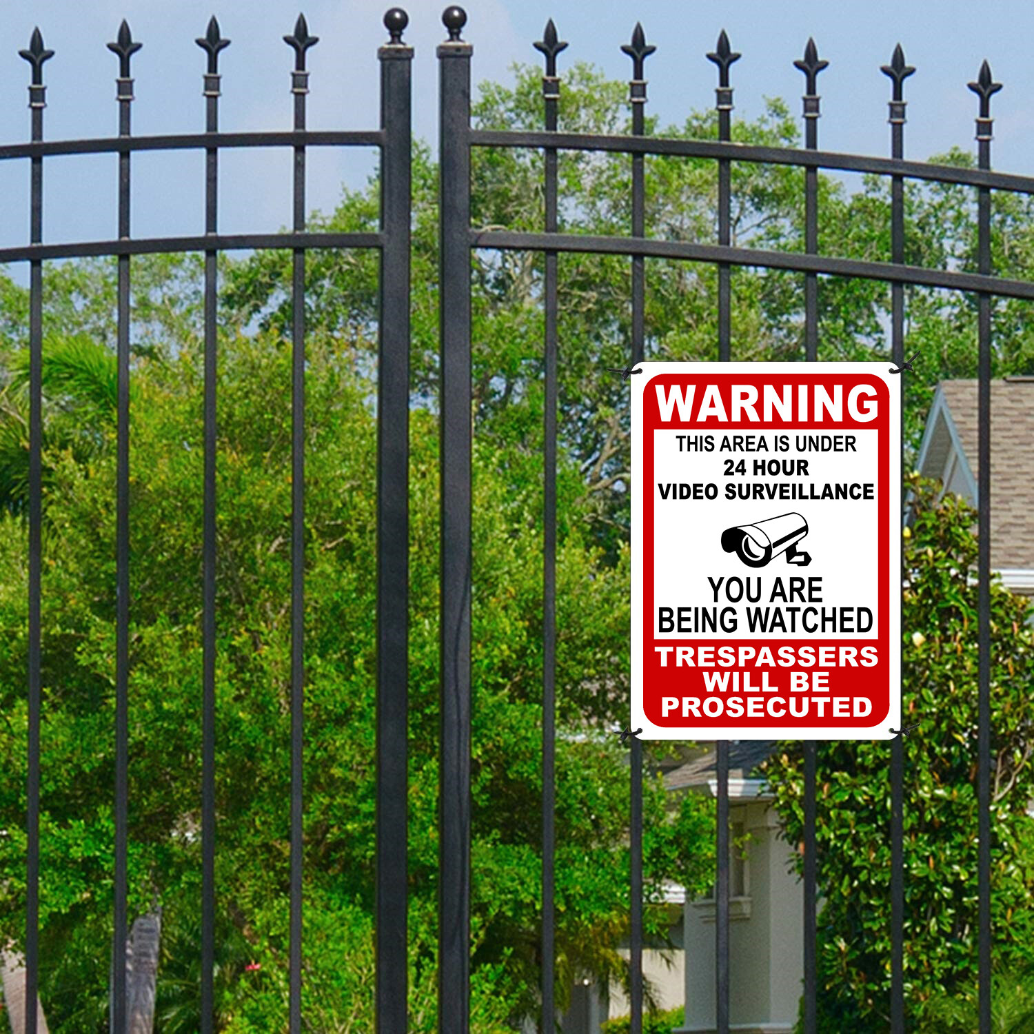 Warning Under 24 Hour Video Surveillance Sign Home Yard Security cctv WATCH 7x11