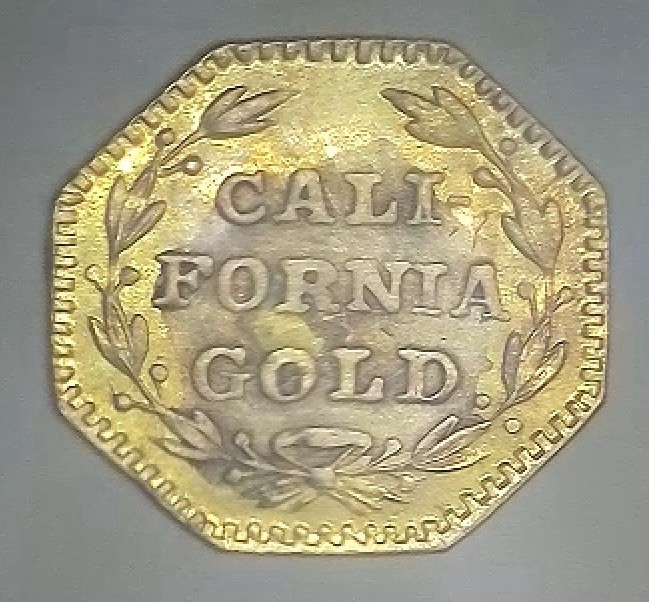 Mint State 1852 California Gold Octagonal Token w/ Rev Residue, Indian Wreath 4b
