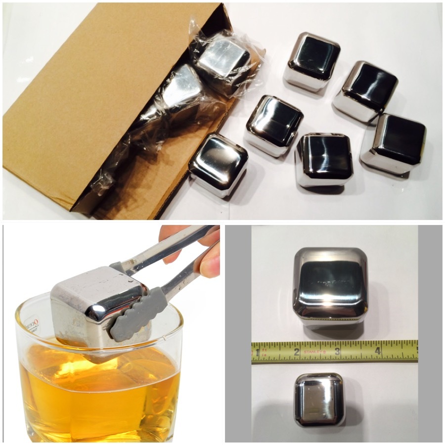 1-10 40mm Jumbo Whiskey Whisky Stones Stainless Steel Ice Cube Wine Chiller USA