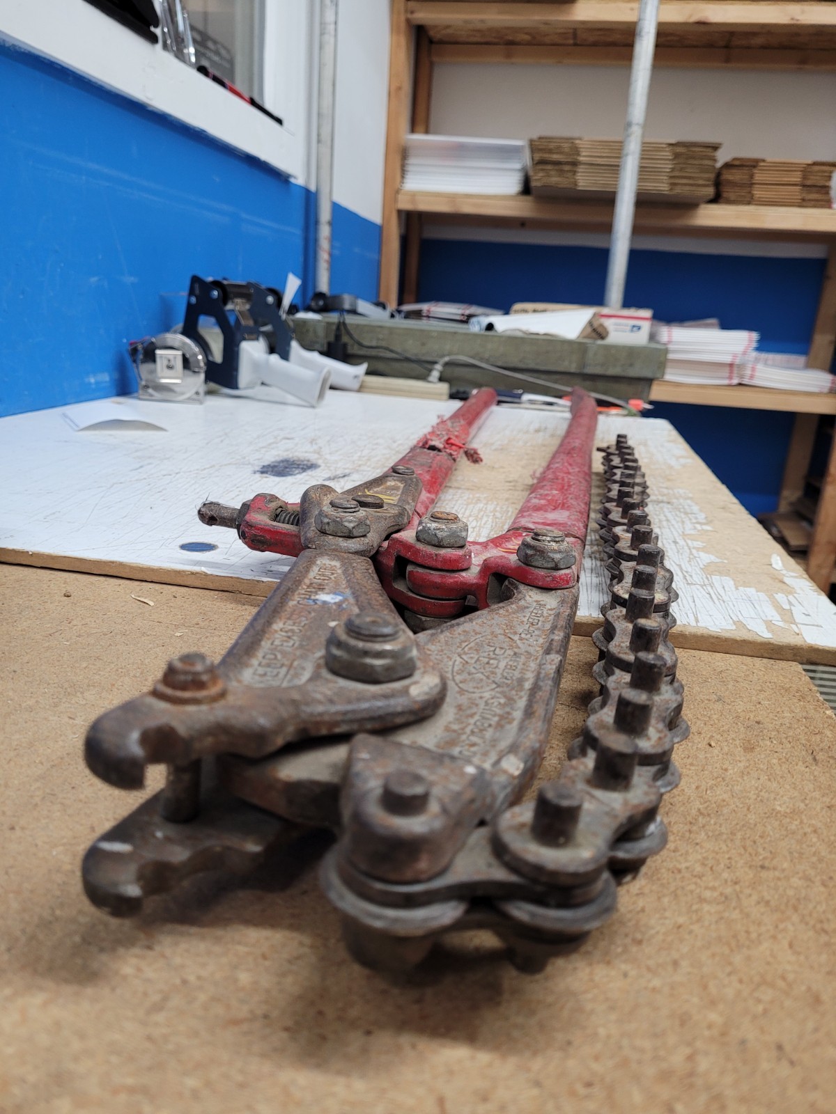 Wheeler-Rex 590-06 Manual Chain Soil Pipe Cutter 26" Chain Needs New Drive Screw