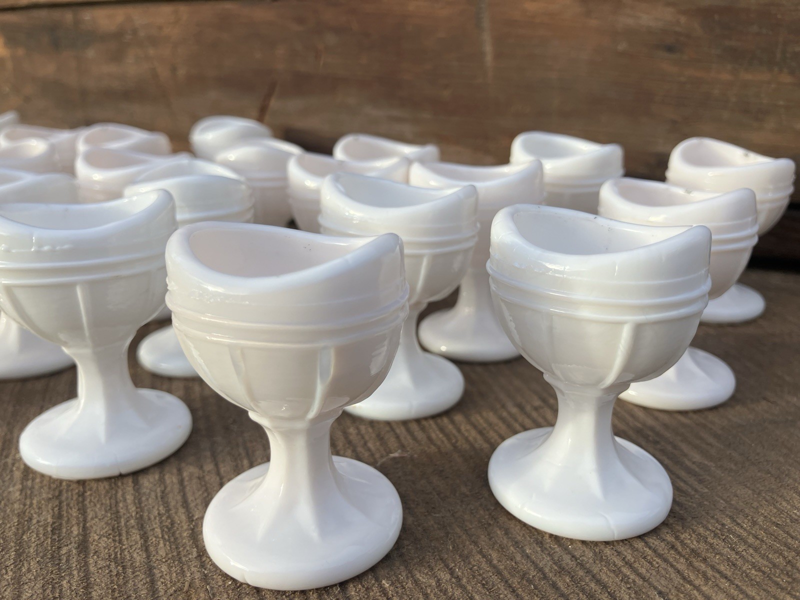 Vintage Milk Glass Slag Eye Wash LOT OF 24 Apothecary Medical