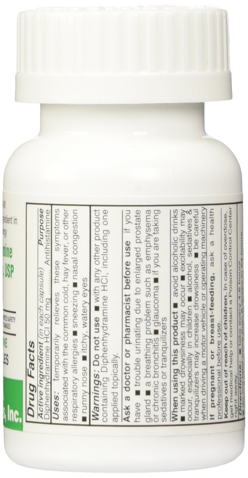 DIPHENHYDRAMINE 50MG 100ct capsules, SDA LABS, Allergy Relief (2- Pack)