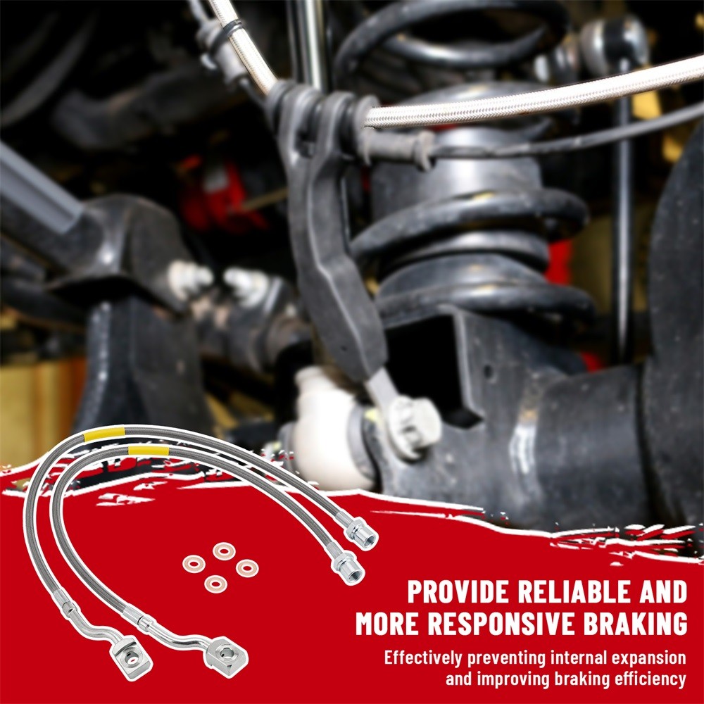 Extended Front Brake Lines 5-7.5in For 07-19 Suburban 1500 Tahoe GMC Yukon