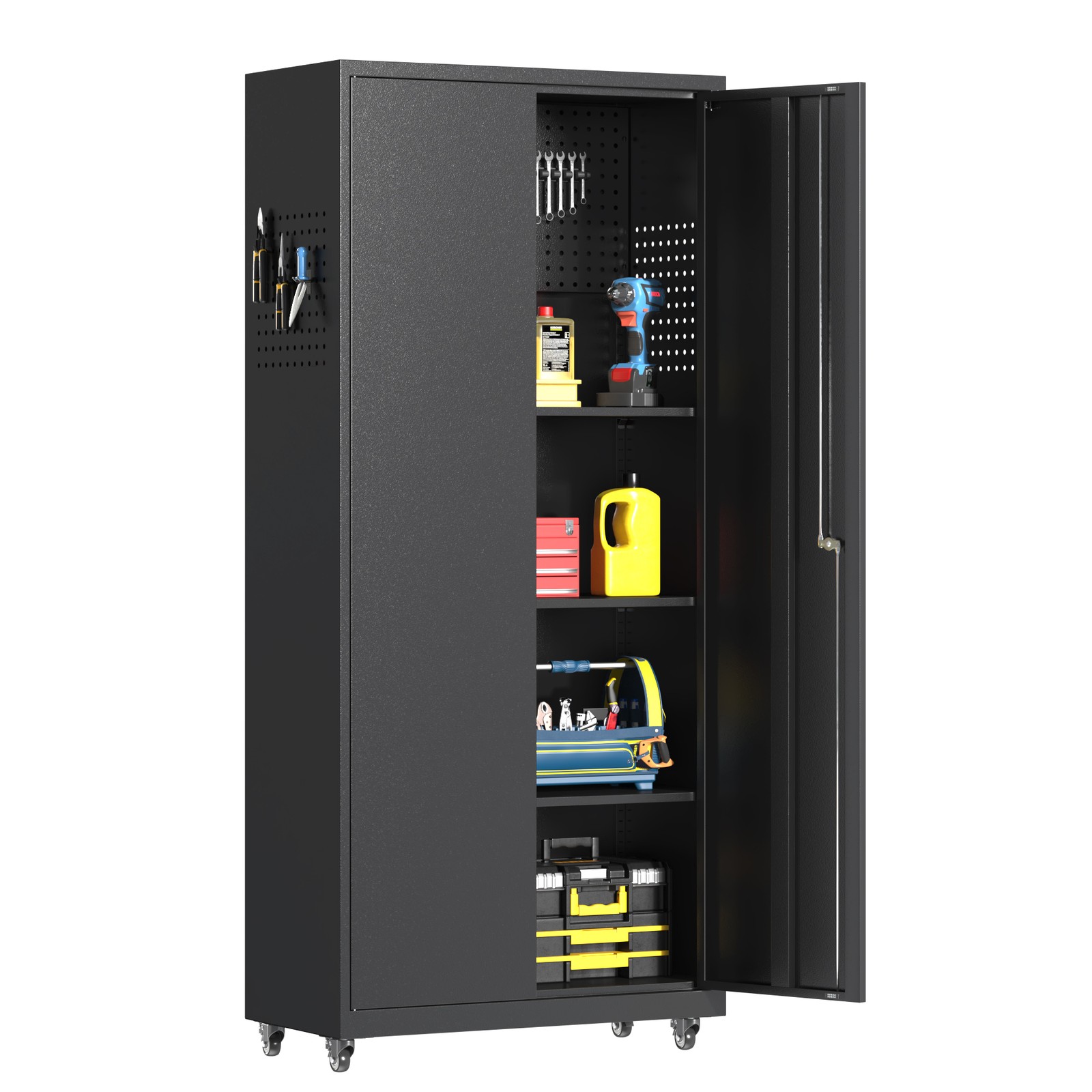 Garage Storage Cabinet System 8 Pc Workshop Set Mobile Workbench w/Tool Pegboard