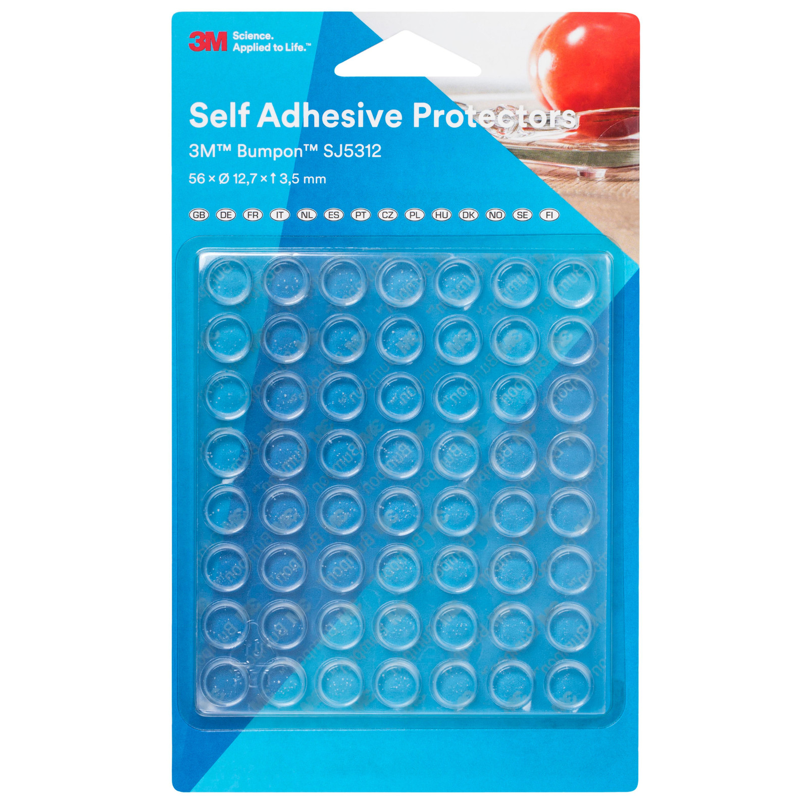 3M Bumpon Self-Adhesive Protectors: 1/2 in. width x 0.14 in. thick *56-pack