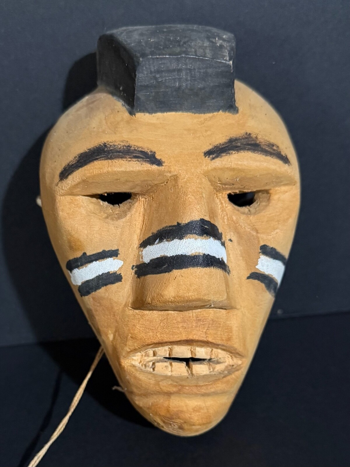 WILL LONG CHEROKEE BUCKEYE “WARRIOR” MASK, ORIGINAL QUALLA TAG, MINT!