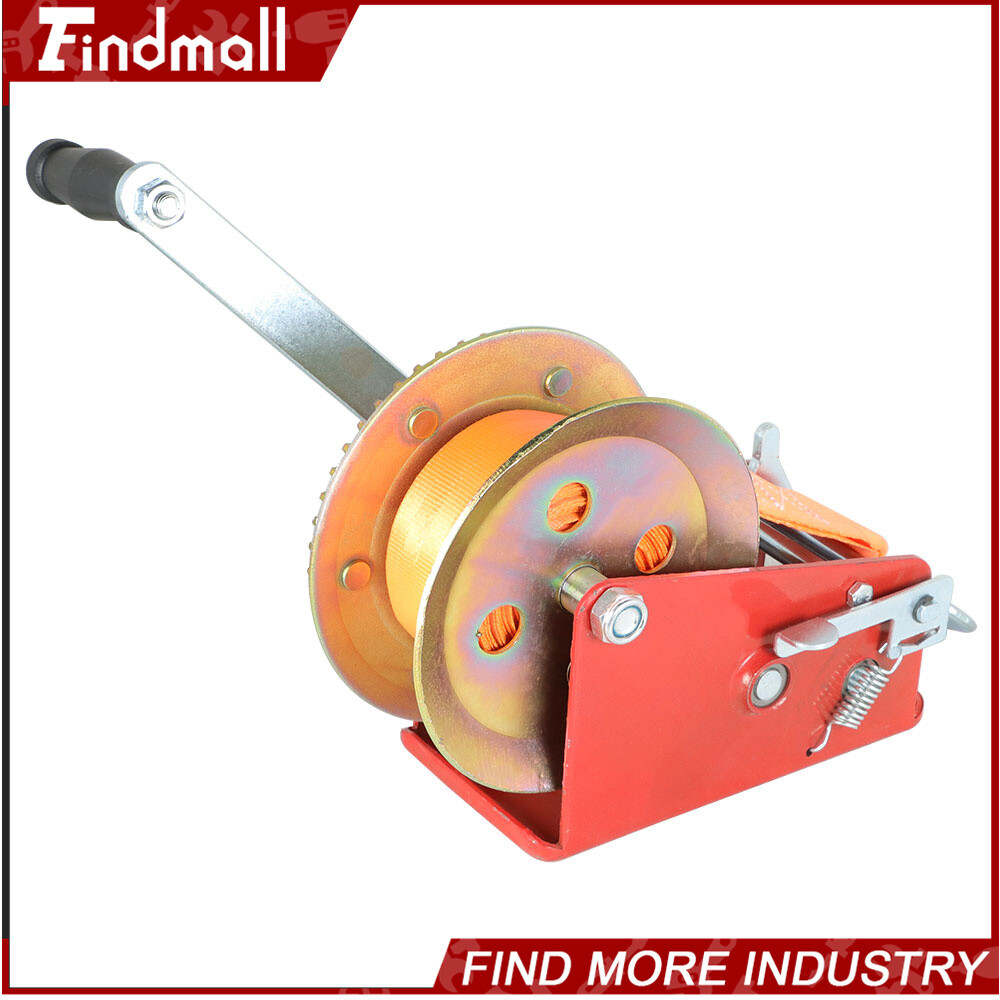 Findmall 3500 LBS Dual Speed Hand Winch Hand Crank Red Strap ATV Trailer Boat