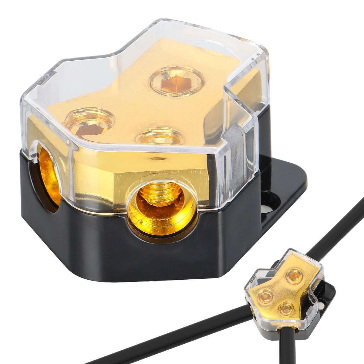 Car Audio Splitter Amp Power 0/2/4 Gauge In 4/6/8 Gauge Out Distribution Block