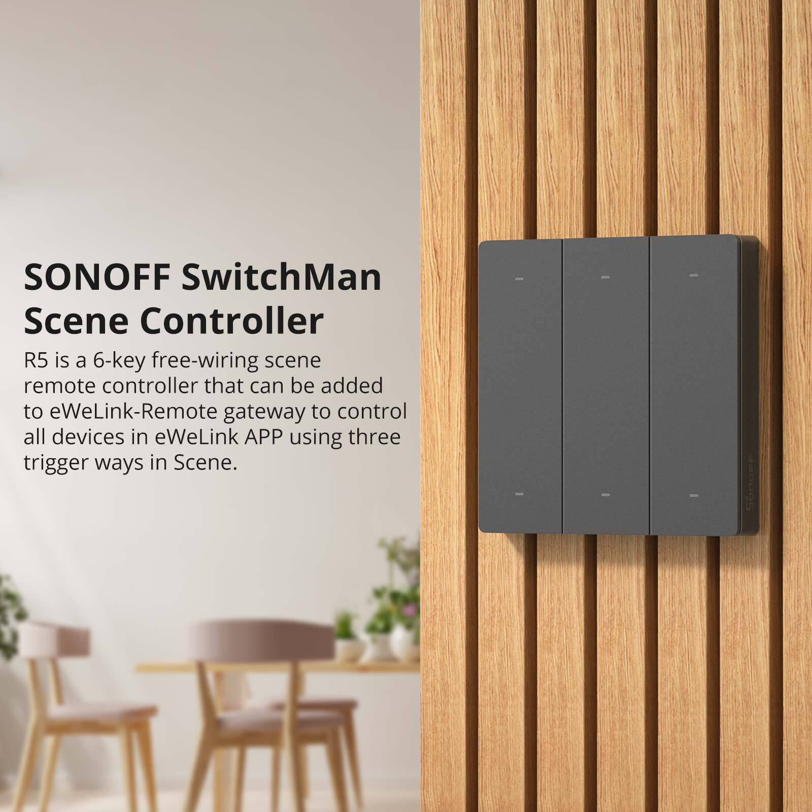 SONOFF SwitchMan R5 Scene Controller Work with M5 MINIR4 Smart Wall Light Switch