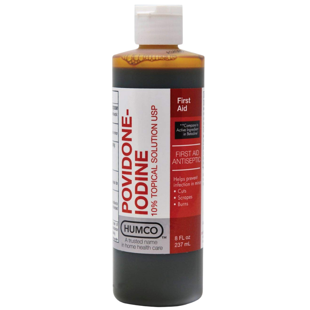Humco Povidone Iodine 10% Topical Solution Antiseptic For Minor Cuts 16 Fl Oz