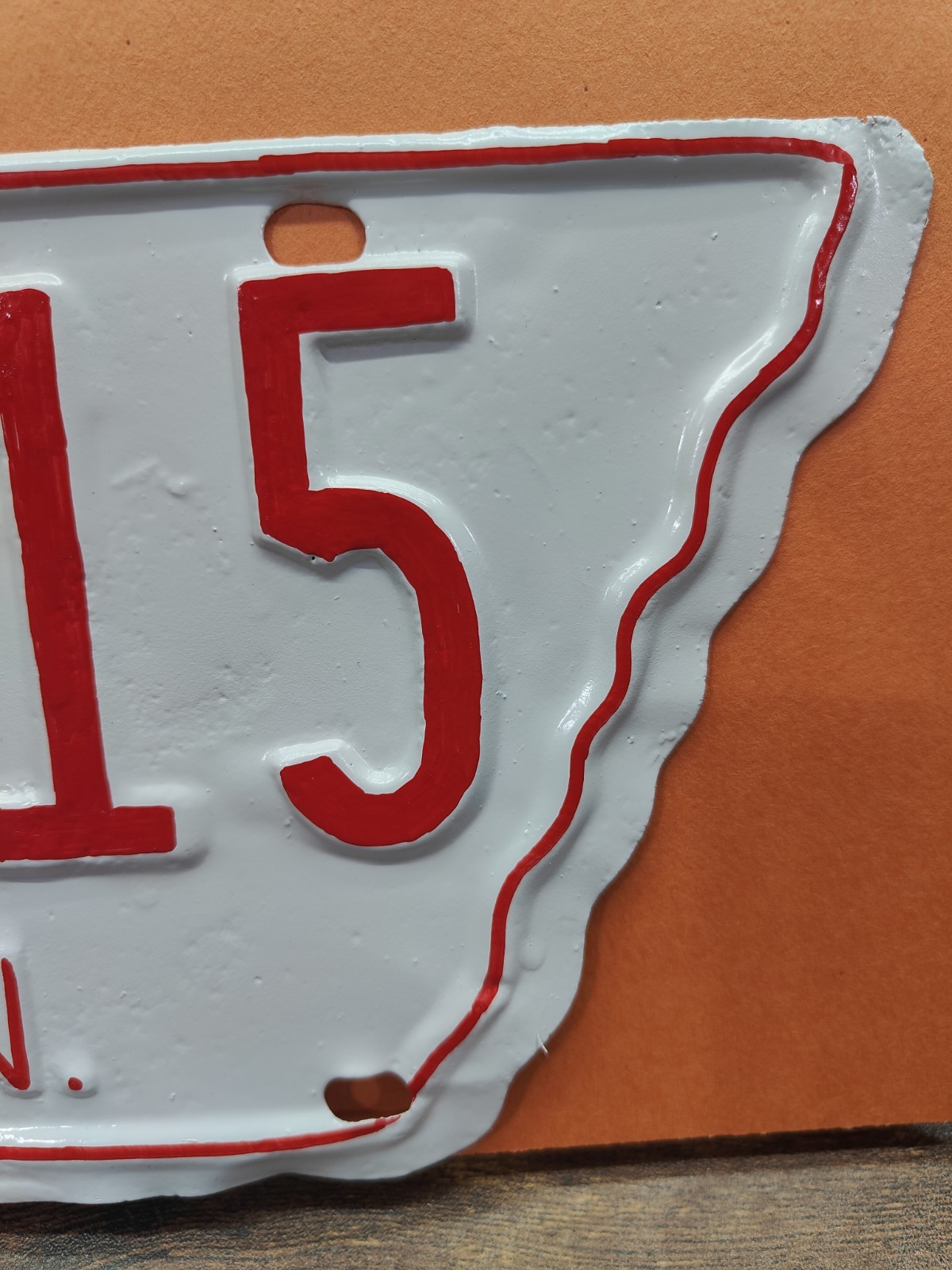 🟥Tennessee TN Tenn License Plate Tag 🟥 1955 LONG State Shaped Blount 10 14315