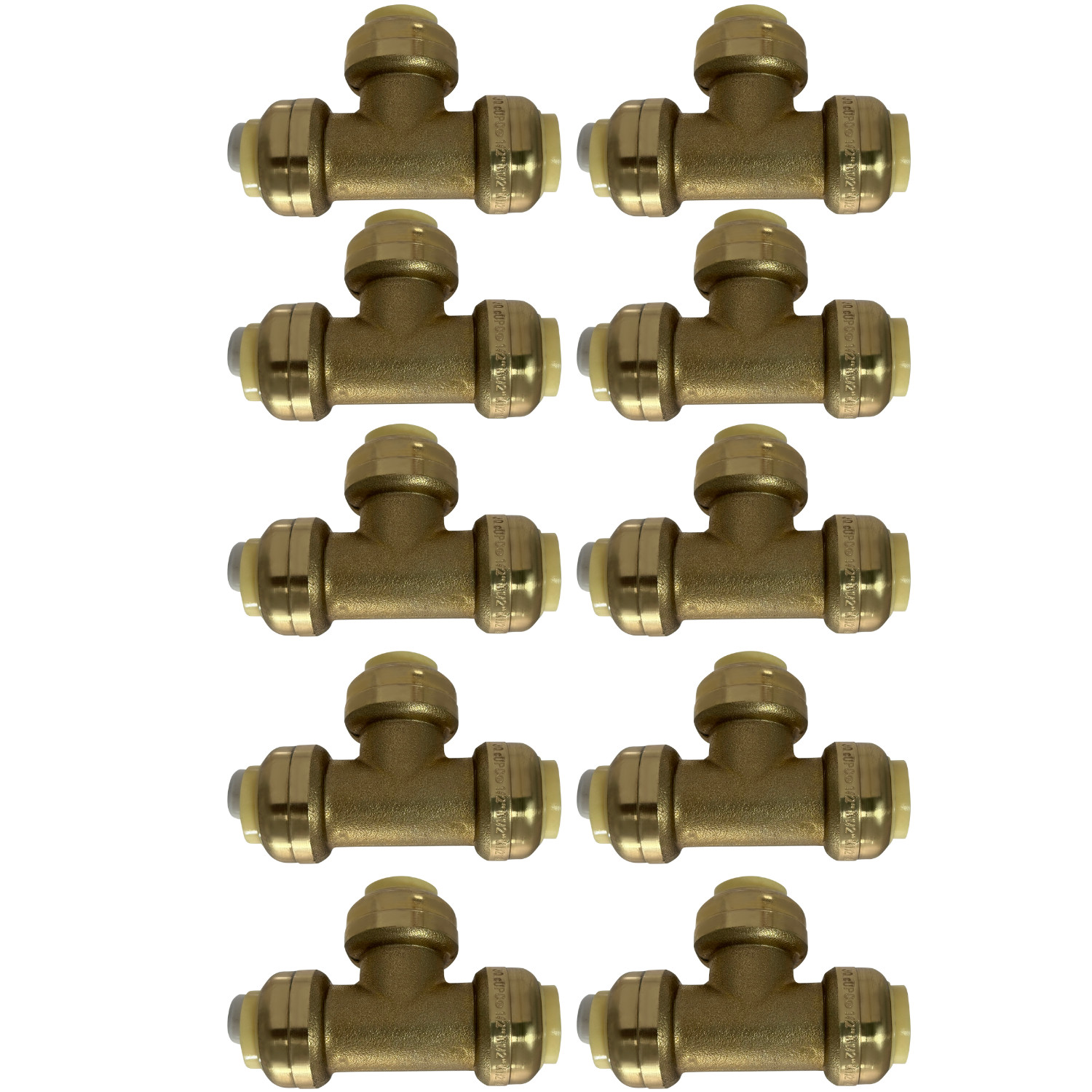 10 Pack XFITTING 1/2" Push Fit Tee Fittings, 1/2" Push to Connect Tee, Lead Free