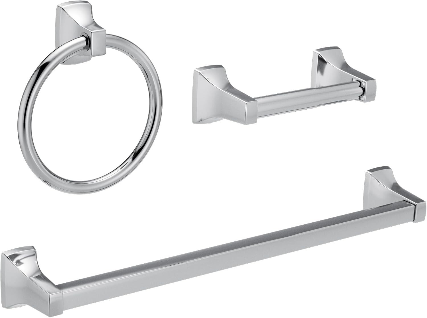 Moen YB0193CH Spring Loaded Paper Holder Bar & Towel Ring Set in Chrome Finish