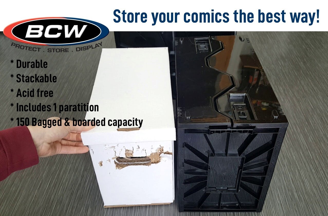 BCW Short Comic Book Bin Heavy Duty Stackable Plastic Box Holds 150 Bagged BCW
