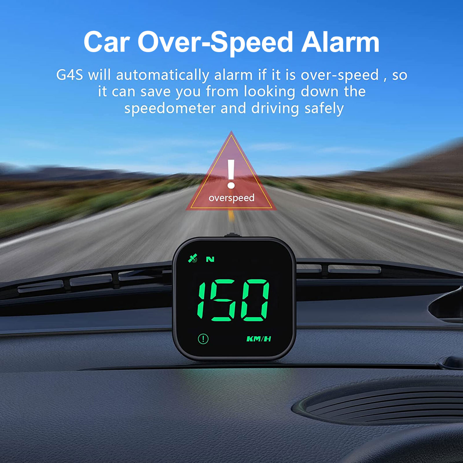 Digital GPS Speedometer Car HUD Head Up Display MPH KMH Compass Overspeed Alarm