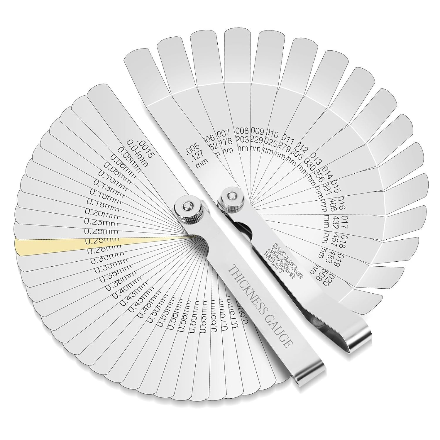 2Pcs Stainless Steel Feeler Gauge Set,32 Straight Blades Feeler Gauge16 Piece...