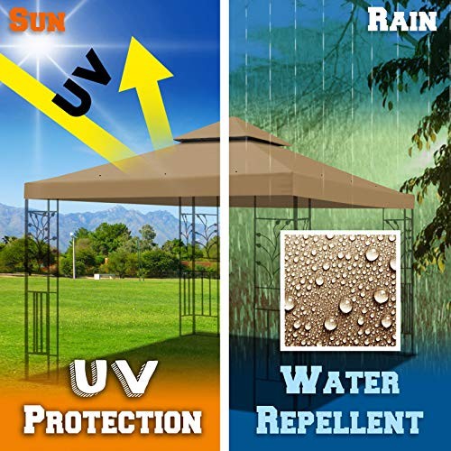 10'X10' Replacement Gazebo Top Canopy Patio Pavilion Cover Sunshade Plyester