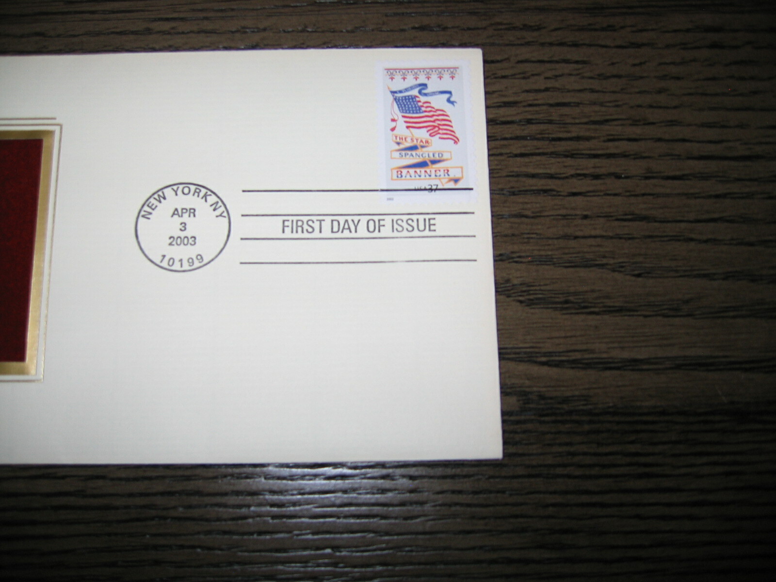 2003 Old Glory Flag Silk Bookmark Gold Replica Stamp Golden Cover