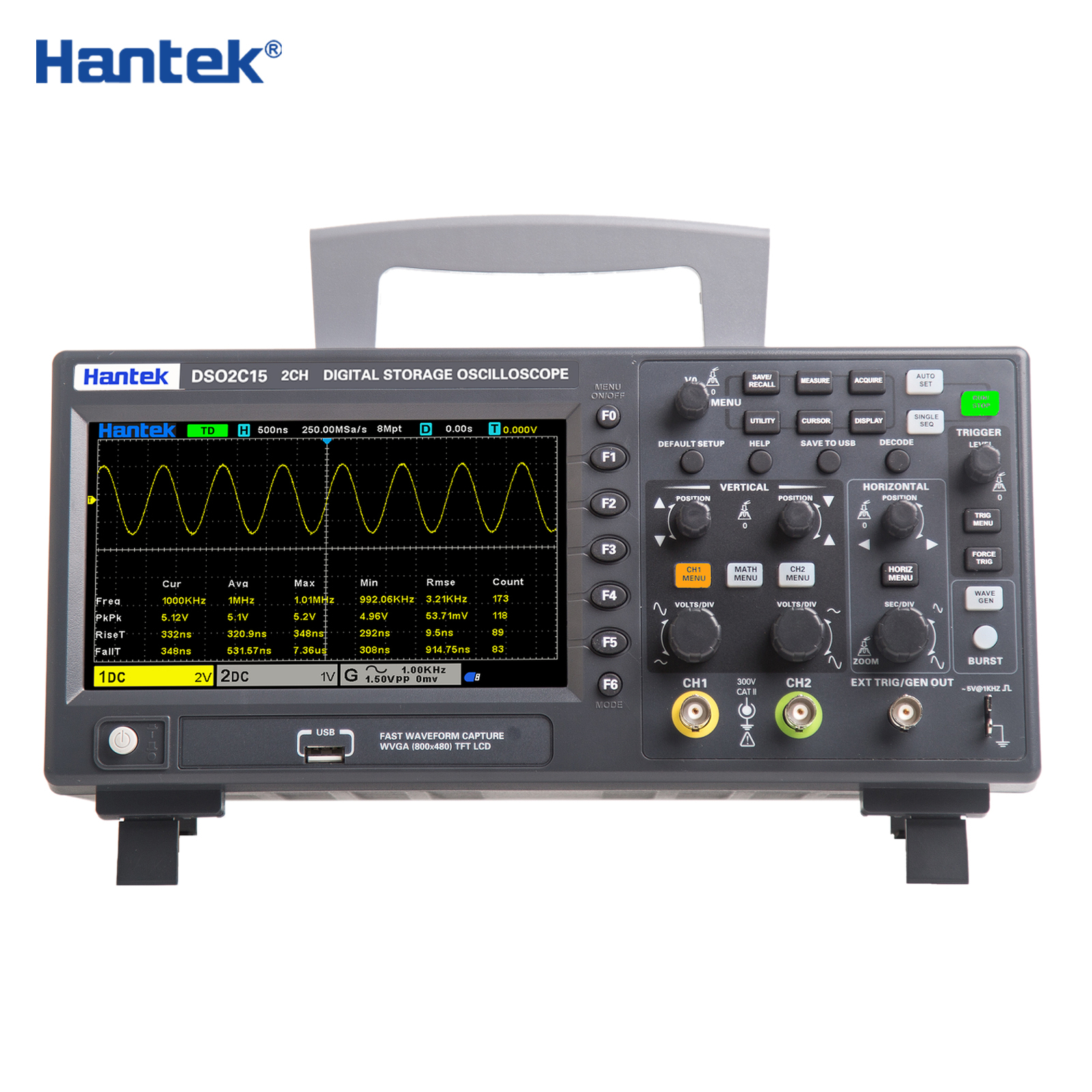 Hantek Digital DSO2000 Series Oscilloscope 2CH+1CH 1GSa/s 100/150MHz 25MHz AWG