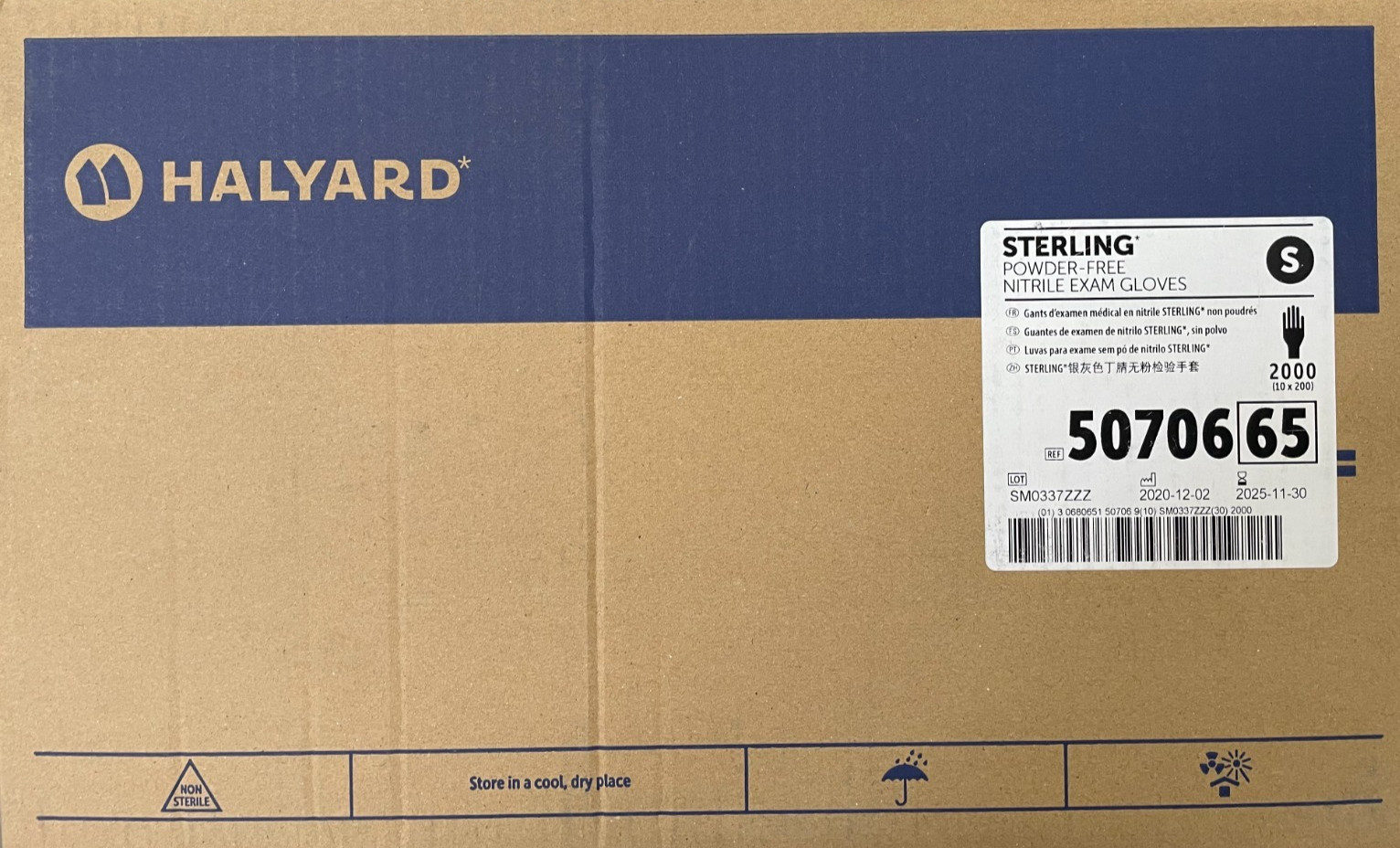 2000 Halyard Sterling Nitrile Gloves 50706, Powder-Free Glove Small