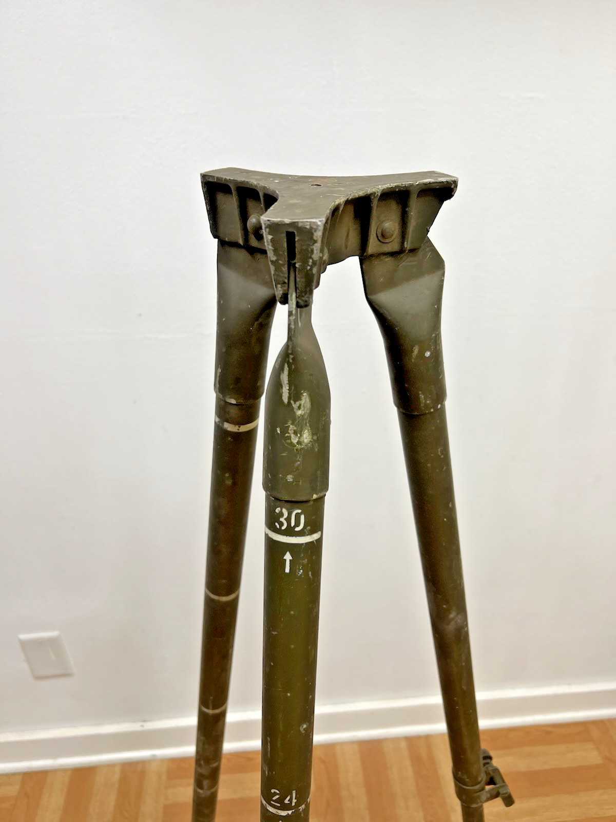 Vintage ALUMINUM TRIPOD metal military transit light stand survey industrial 4'