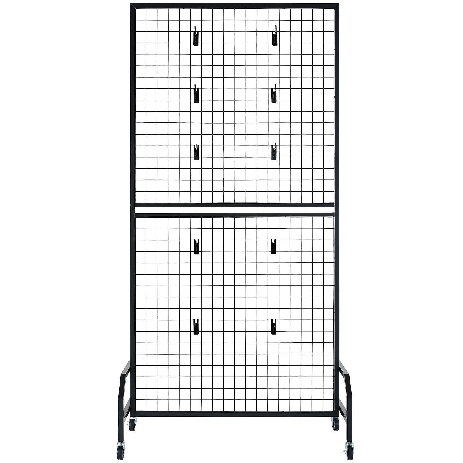 Uimoso 2-Pack Grid Wall Panels 2.9 x 5.9ft Wire Display Rack with Wheels & Hooks