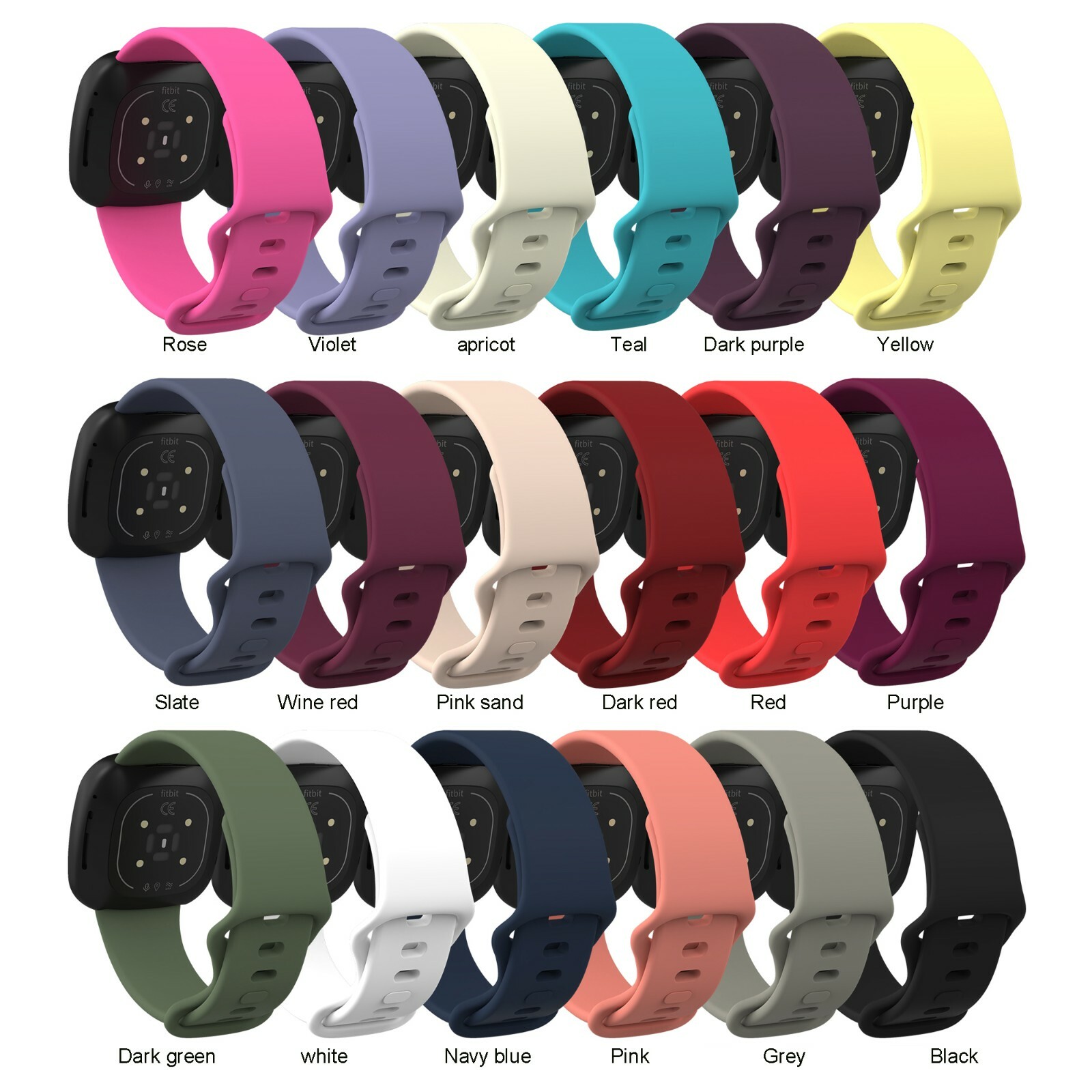Replacement Silicone Wristband Fitbit Sense Versa 3  Versa 4 Sense 2 L S sizes