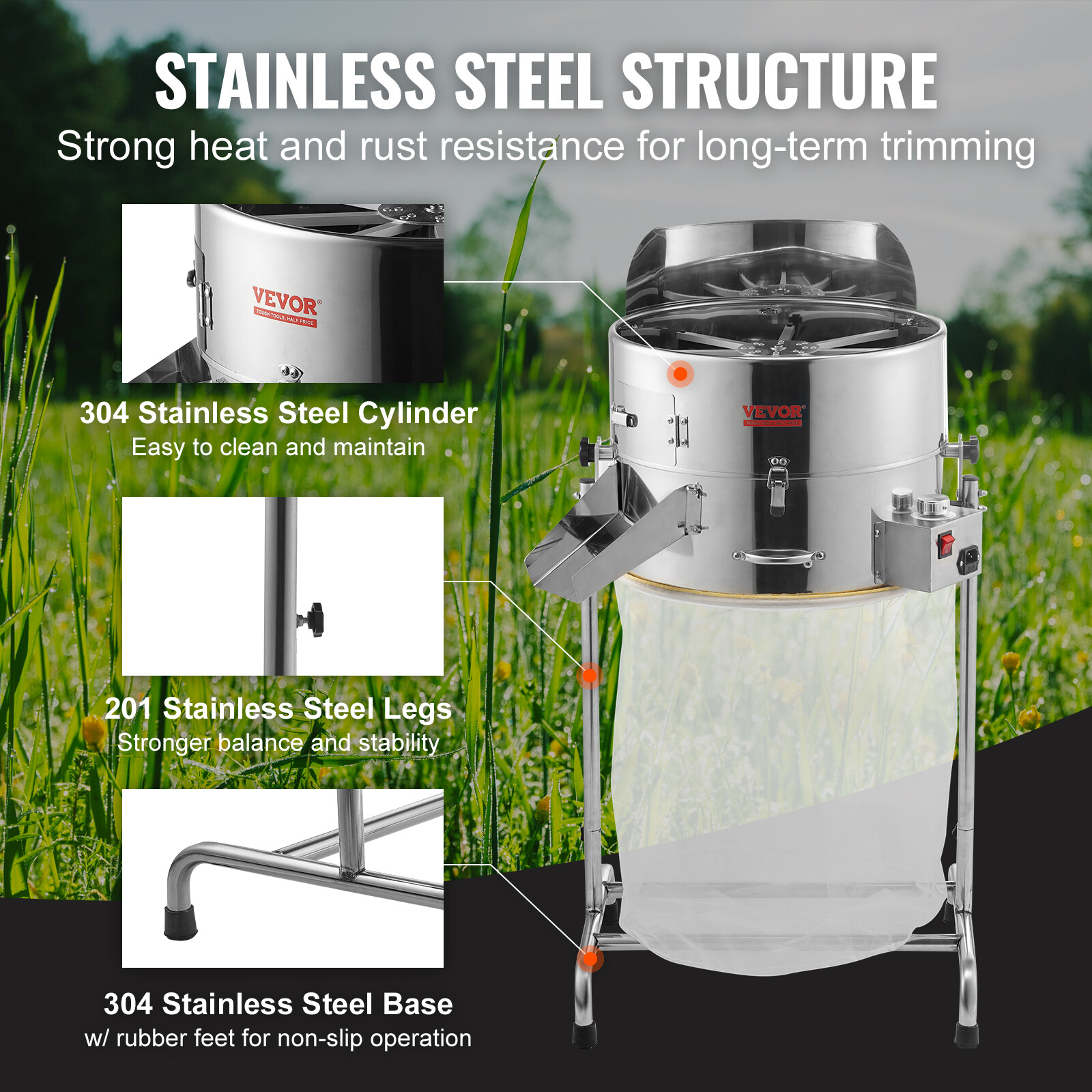 VEVOR Electric Bud Trimmer 19'' Electric Leaf Trimmer Machine 60W Sharp Blades