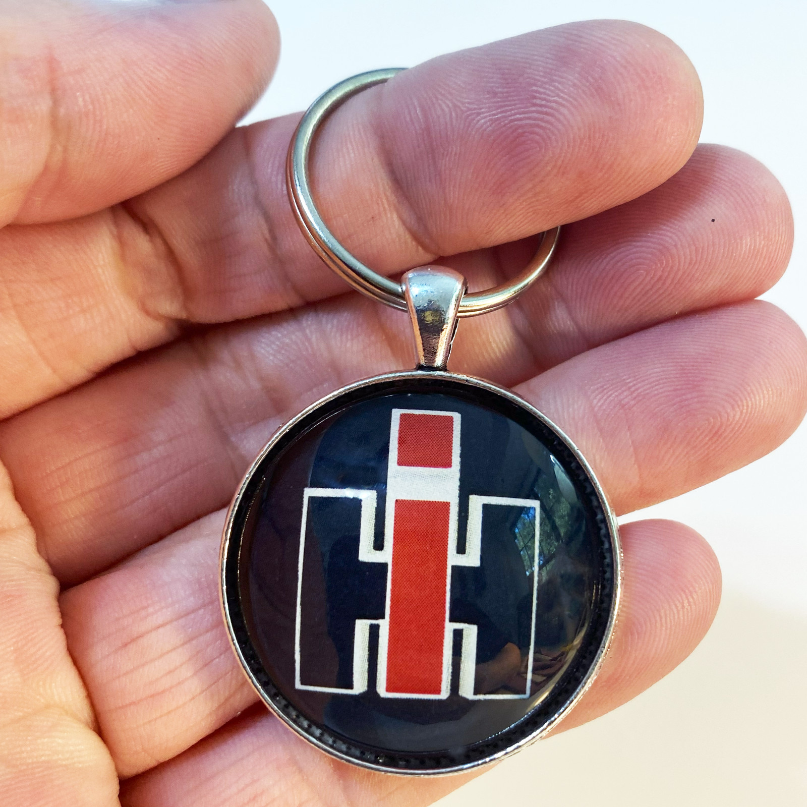 Vintage International Harvester Emblem Badge Logo 1.2" Diameter Keychain