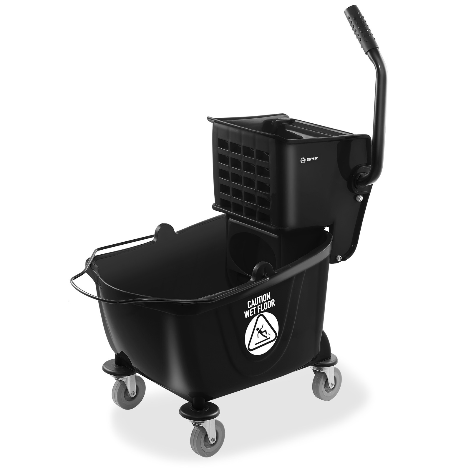 OPEN BOX - 26 Quart Commercial Mop Bucket w/ Side Press Wringer - Black