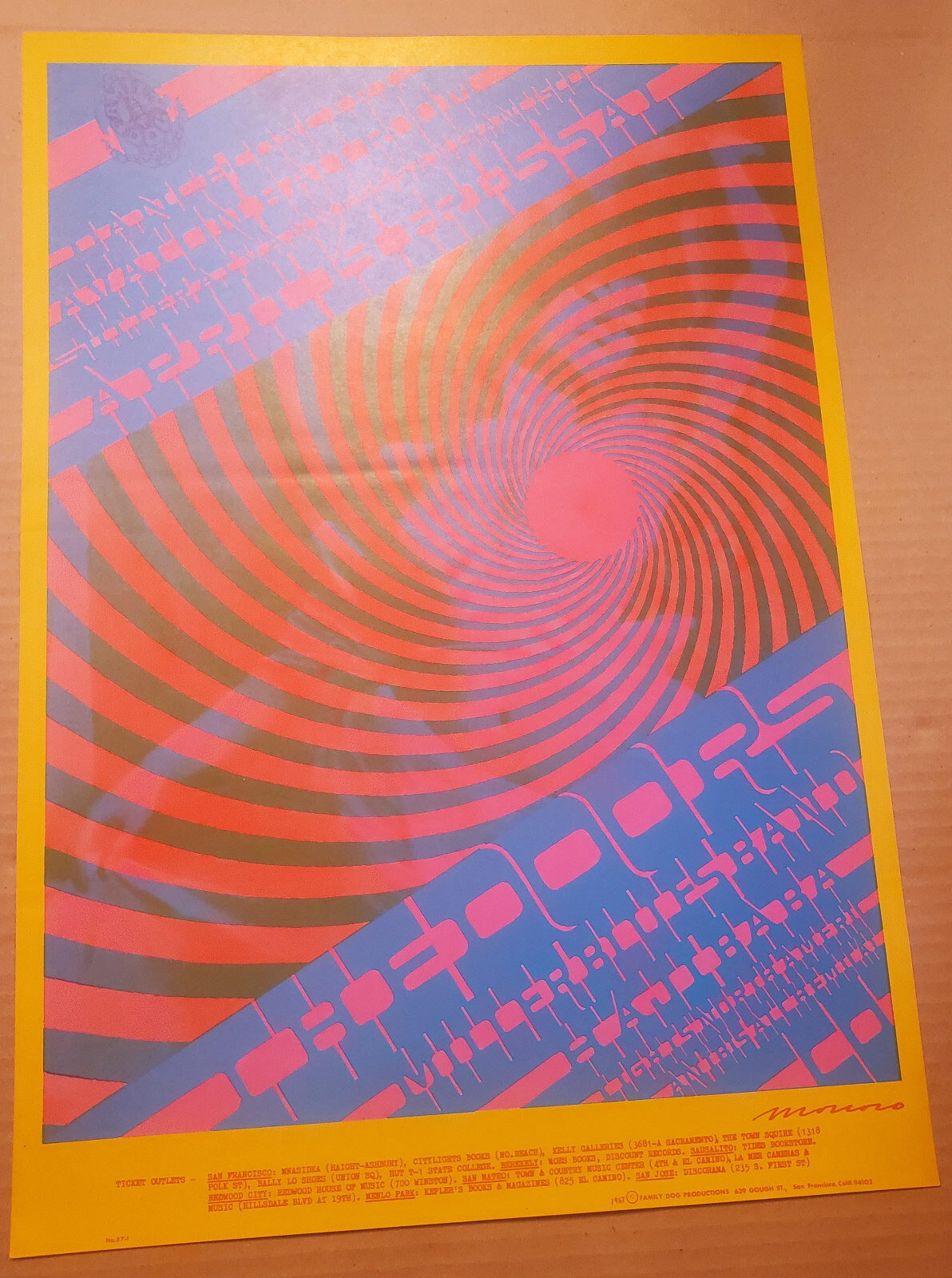 Vintage AVALON BALLROOM PSYCHEDELIC ROCK POSTER 1967 The Doors Steve Miller