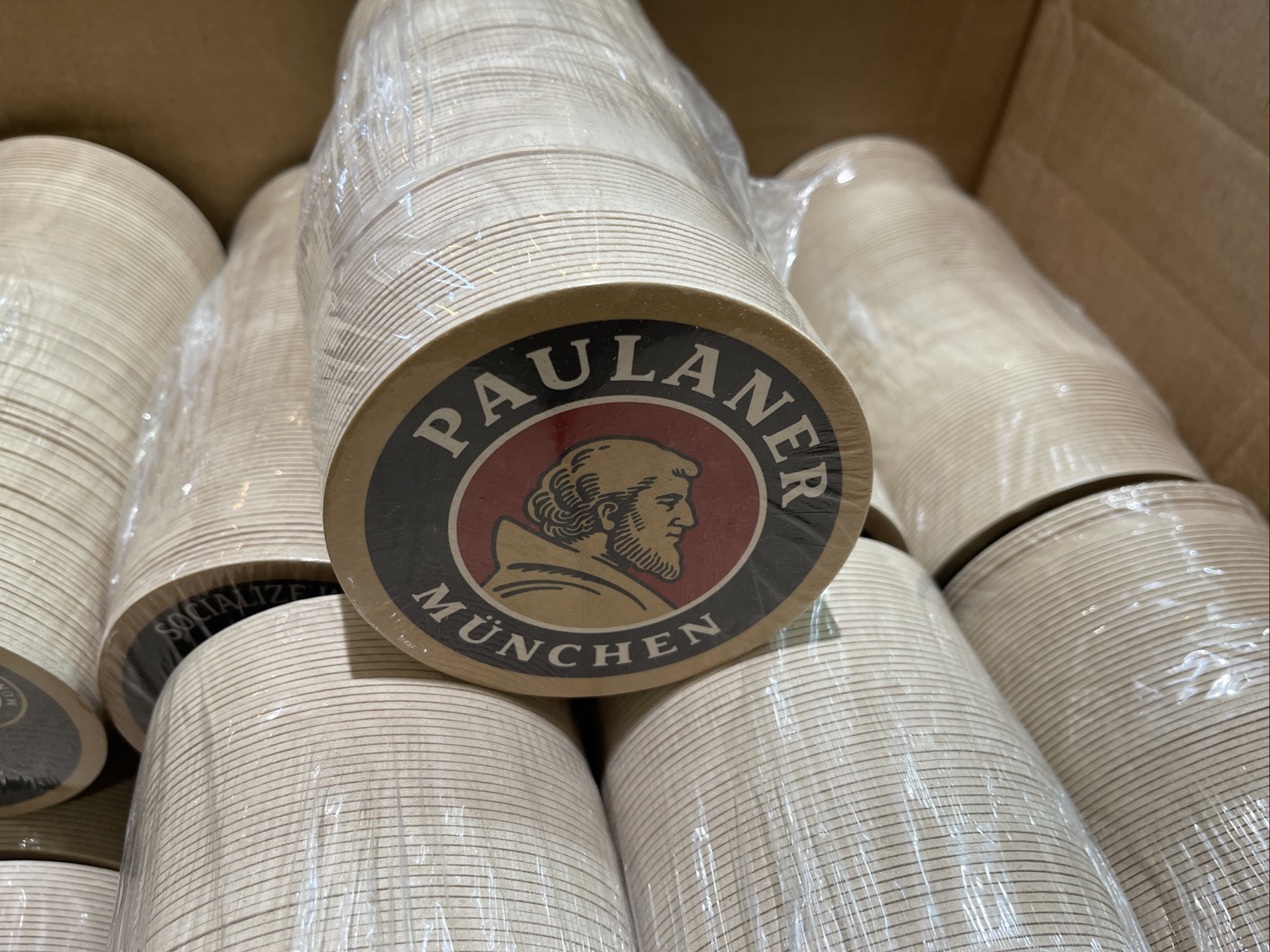 Qty 1500 New Paulaner Munchen Beer Drink Coasters 4" Diameter (12 Sleeves of 125