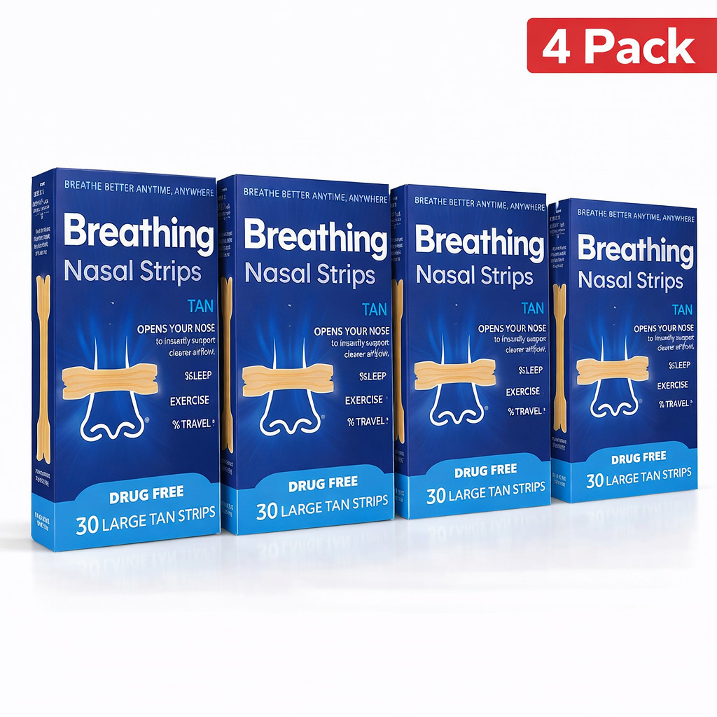 4 Pack NASAL STRIPS Breathe Nose Better Reduce Snoring Right Sleep