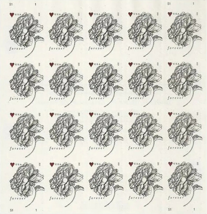 WEDDING VINTAGE ROSE Sheet of 100 Forever Stamps MNH #4959 INVITATIONS 2015