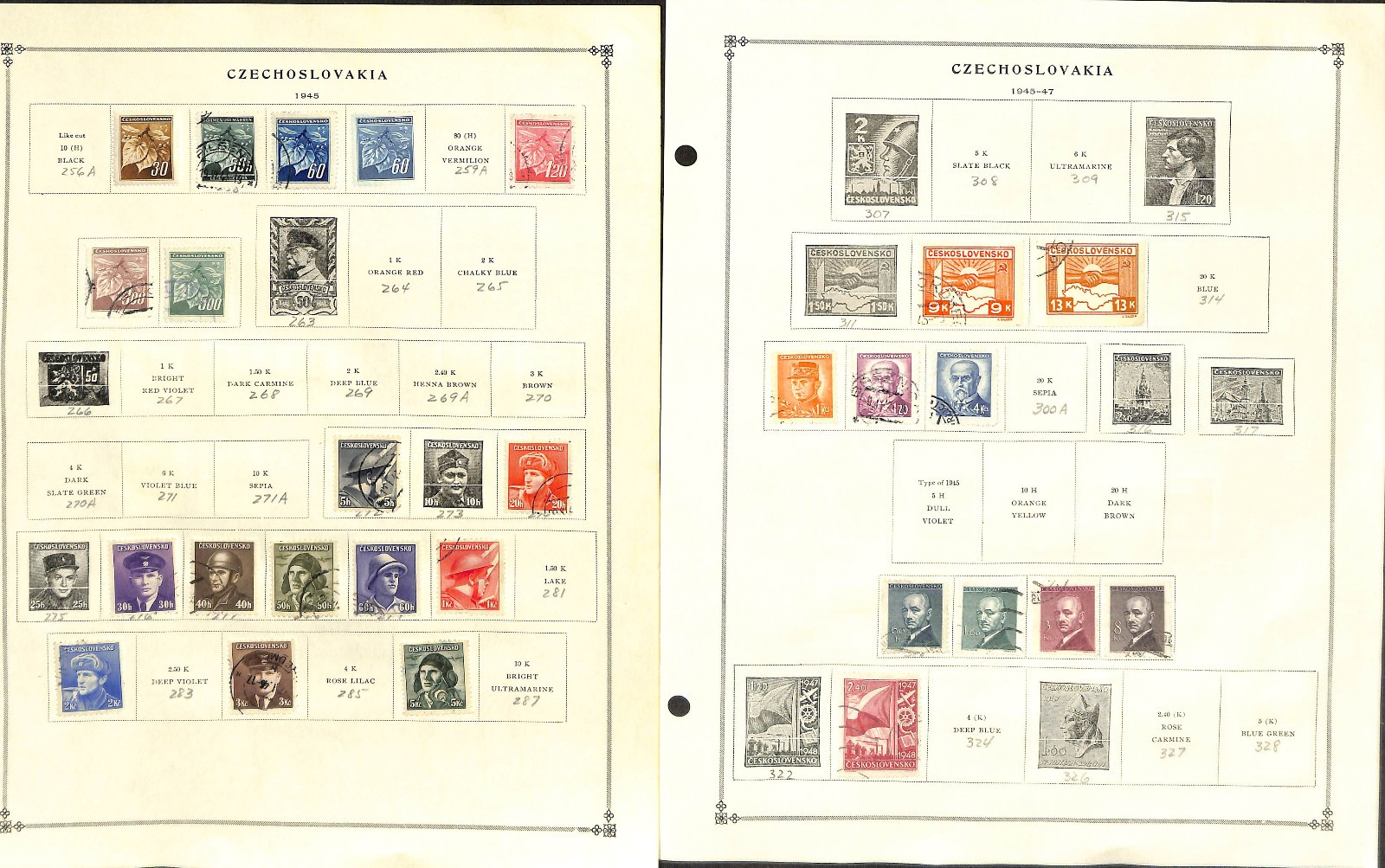 Czechoslovakia Stamp Collection on 40 Scott International Pages, 1918-1968 (BG)