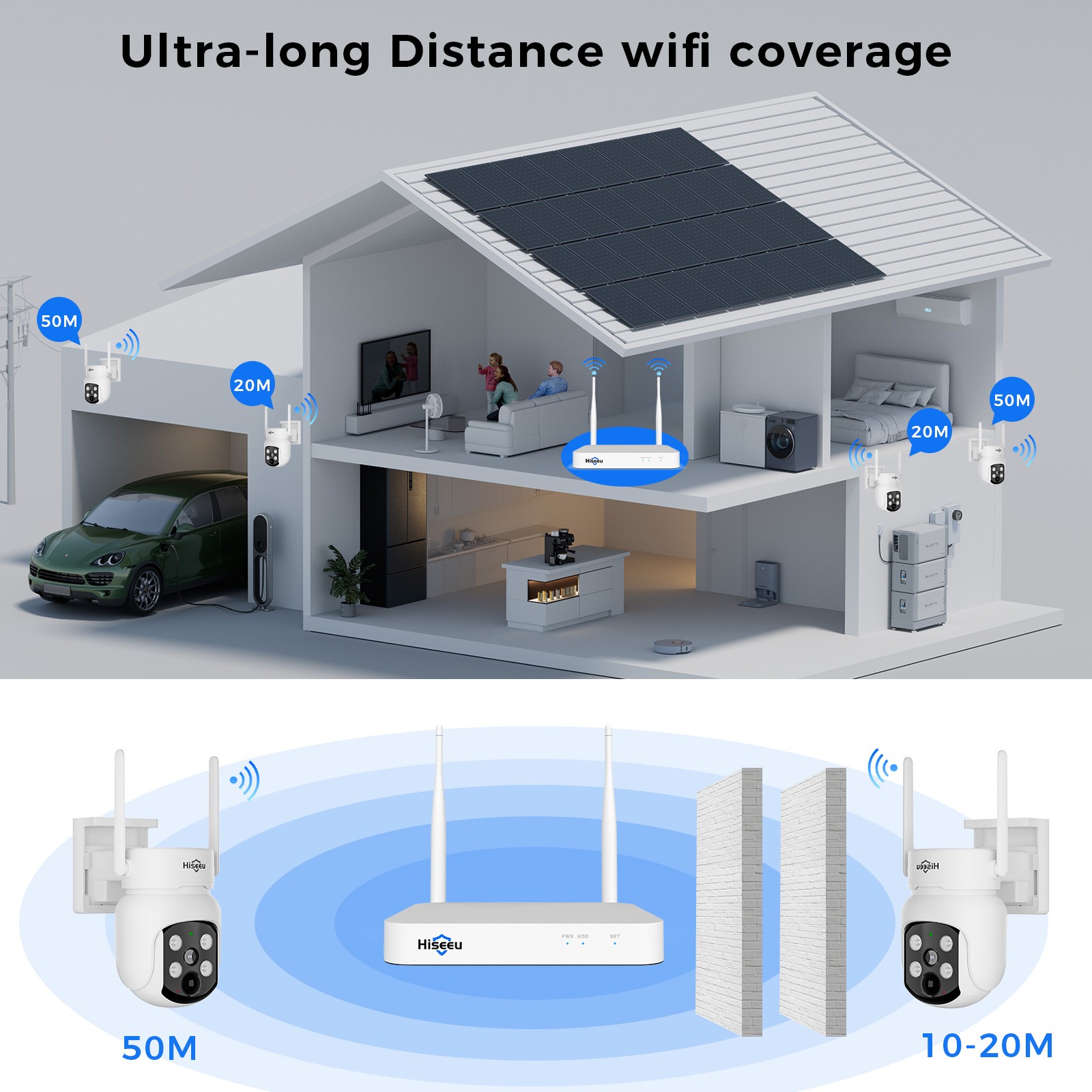 Hiseeu 10CH 4MP Outdoor IP CCTV Security Camera System Kit Night Vision 500G HDD