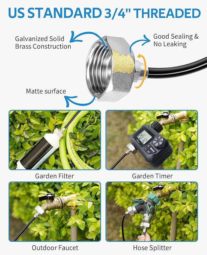 Misting Cooling System 26FTMisting Lin + 7 Brass Mist Nozzles + Brass Adapter