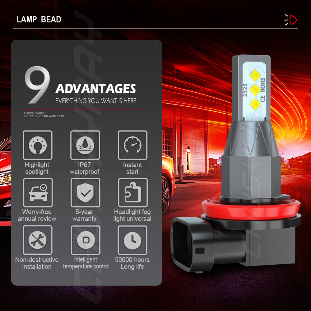 H9/H11 LED Headlight Bulbs High/Low Beam For Kawasaki ZX10r Ninja 2007 2008 2009