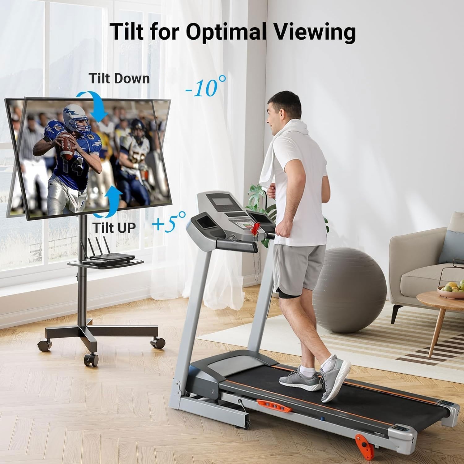 PERLESMITH Rolling Mobile Tilt TV Stand for 23-60" LCD LED TVs VESA up to 88lbs