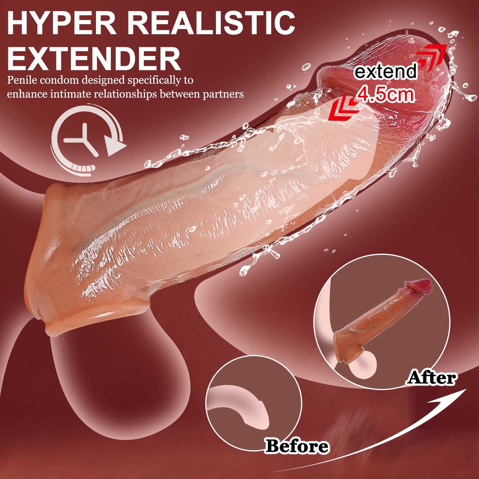 Male Cock Girth Enlarger Enhancer Penis Extension Extender Sheath Sleeve Men SM