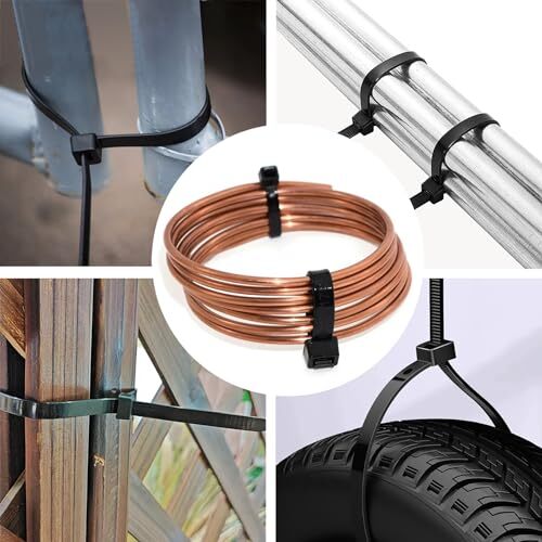 Black Zip Ties Heavy Duty 20 Inch Outdoor, 250lb Extra Large Assorted Sizes