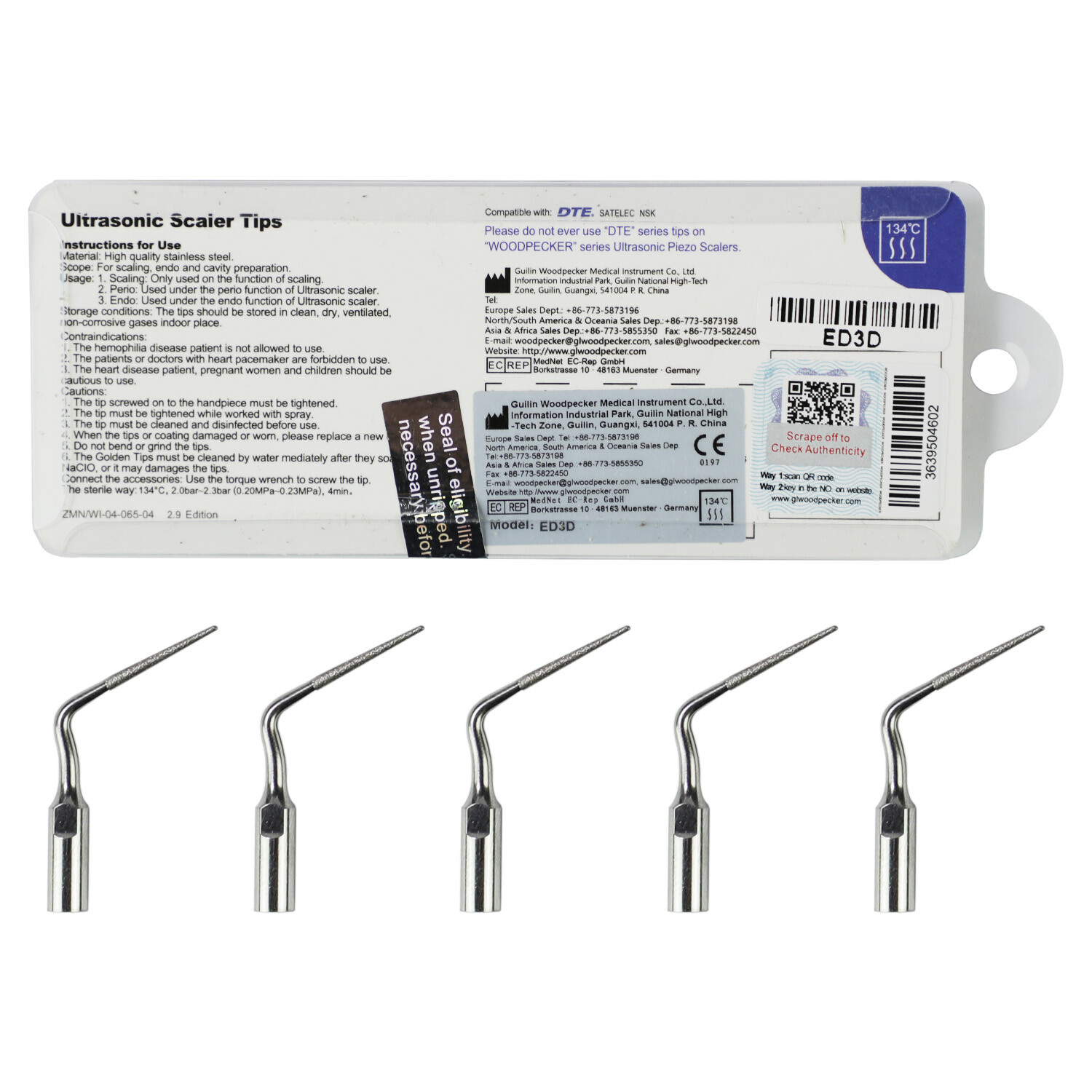 Woodpecker DTE Dental Ultrasonic Scaler Tips GD1 GD3 GD5 PD1 ED1 PD4 GD2 ED15