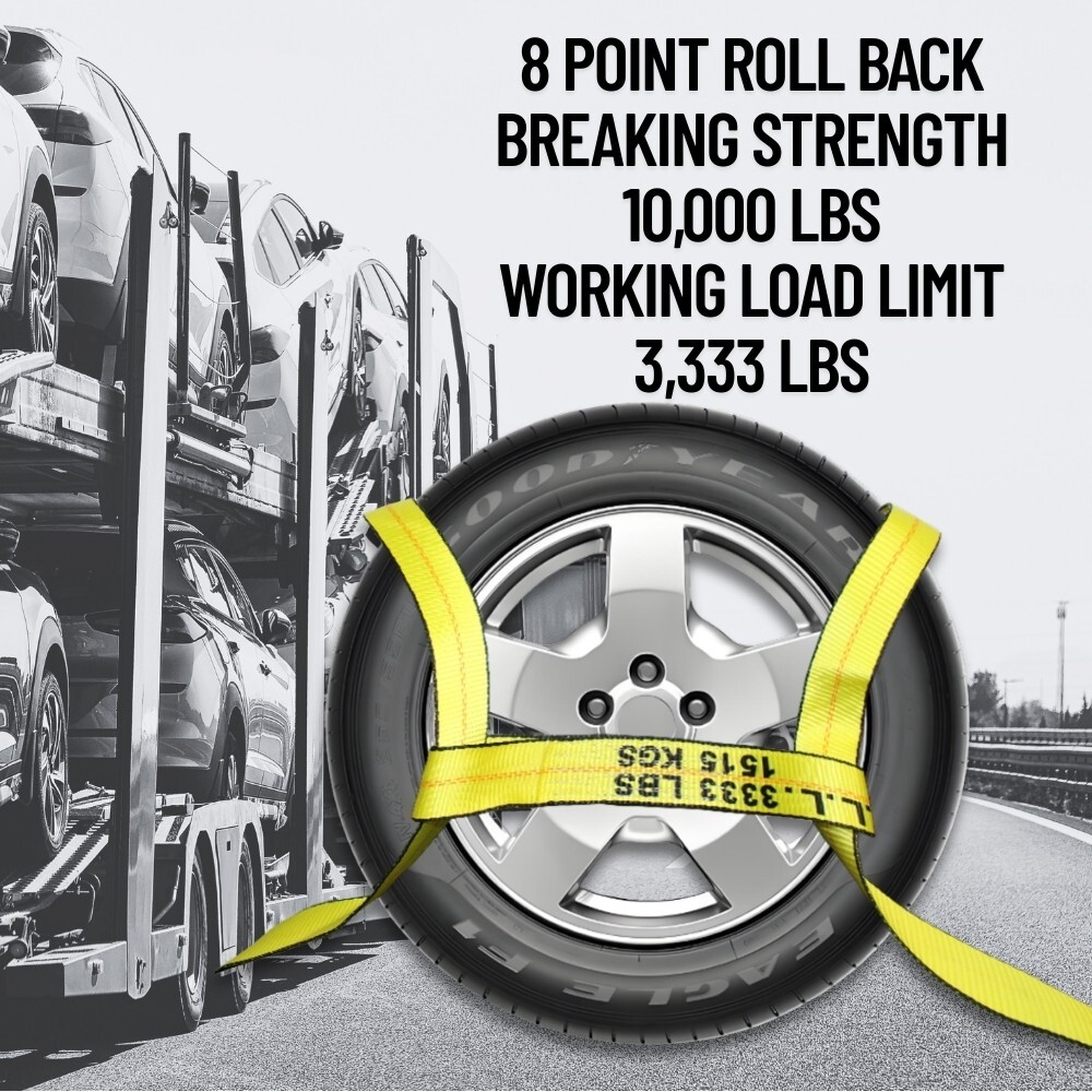 8 Point Roll Back Tie Down System Ratchet Tow Truck Straps