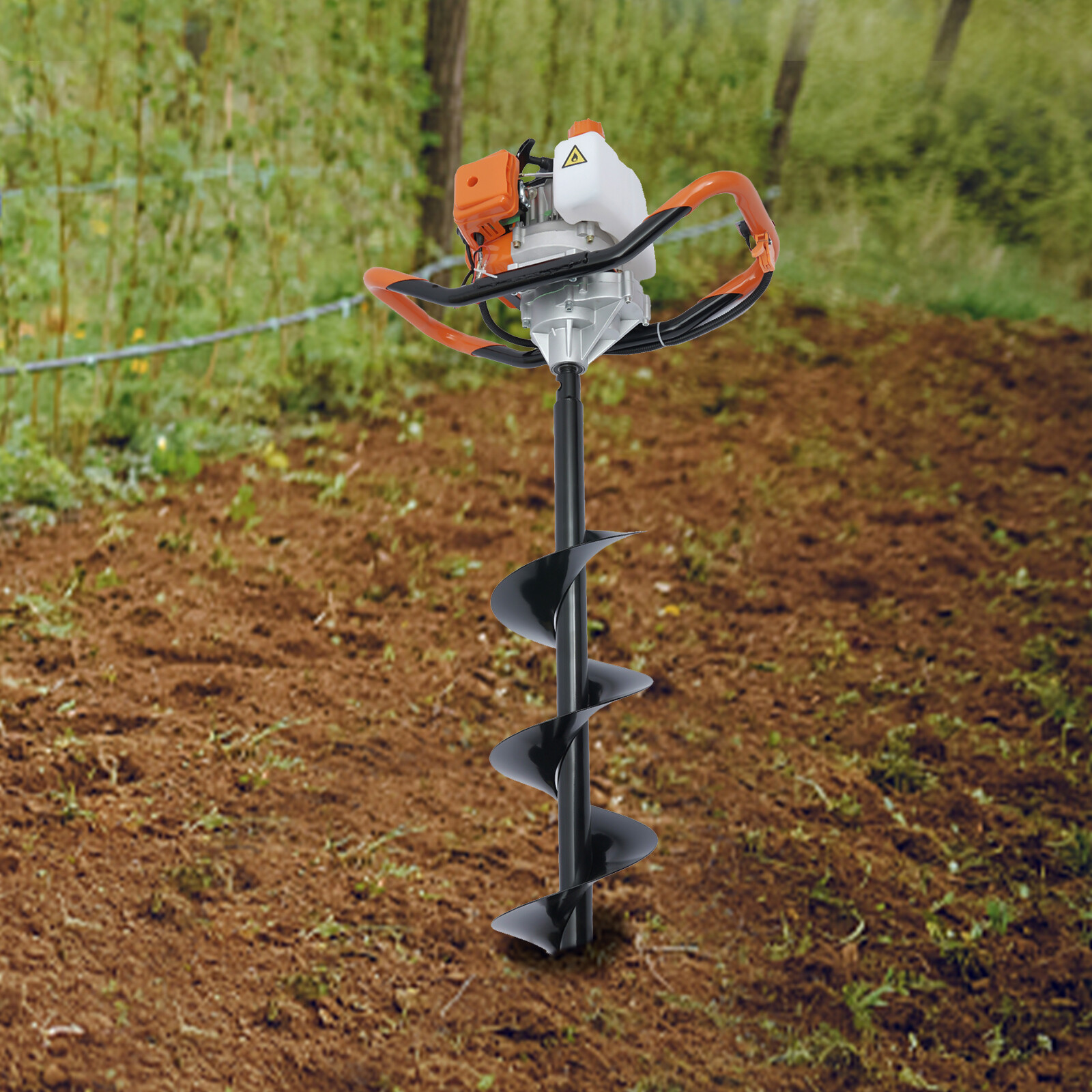 Earth Auger Digging Machine Gas Powered Post Hole Digger Durable 52CC 2-Stroke