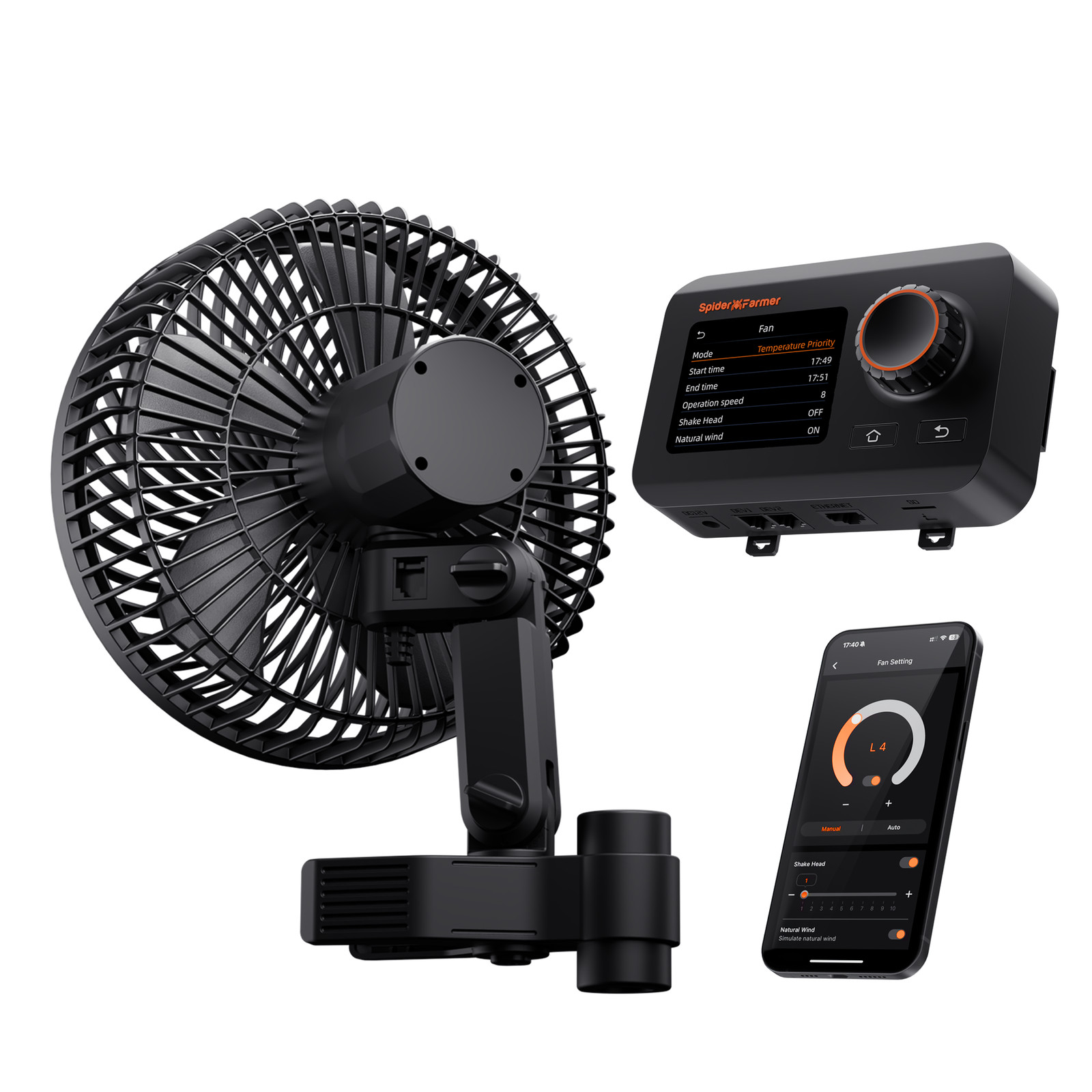 Spider Farmer Genius Grow System Inline & Clip Fan Smart Control