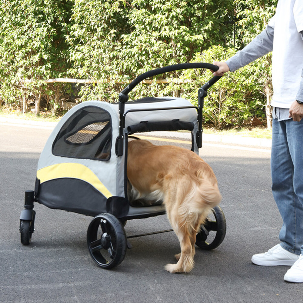 Folding Extra Large Dog Stroller Jogger Pet Pram Waterproof Traval Cart 132 lbs