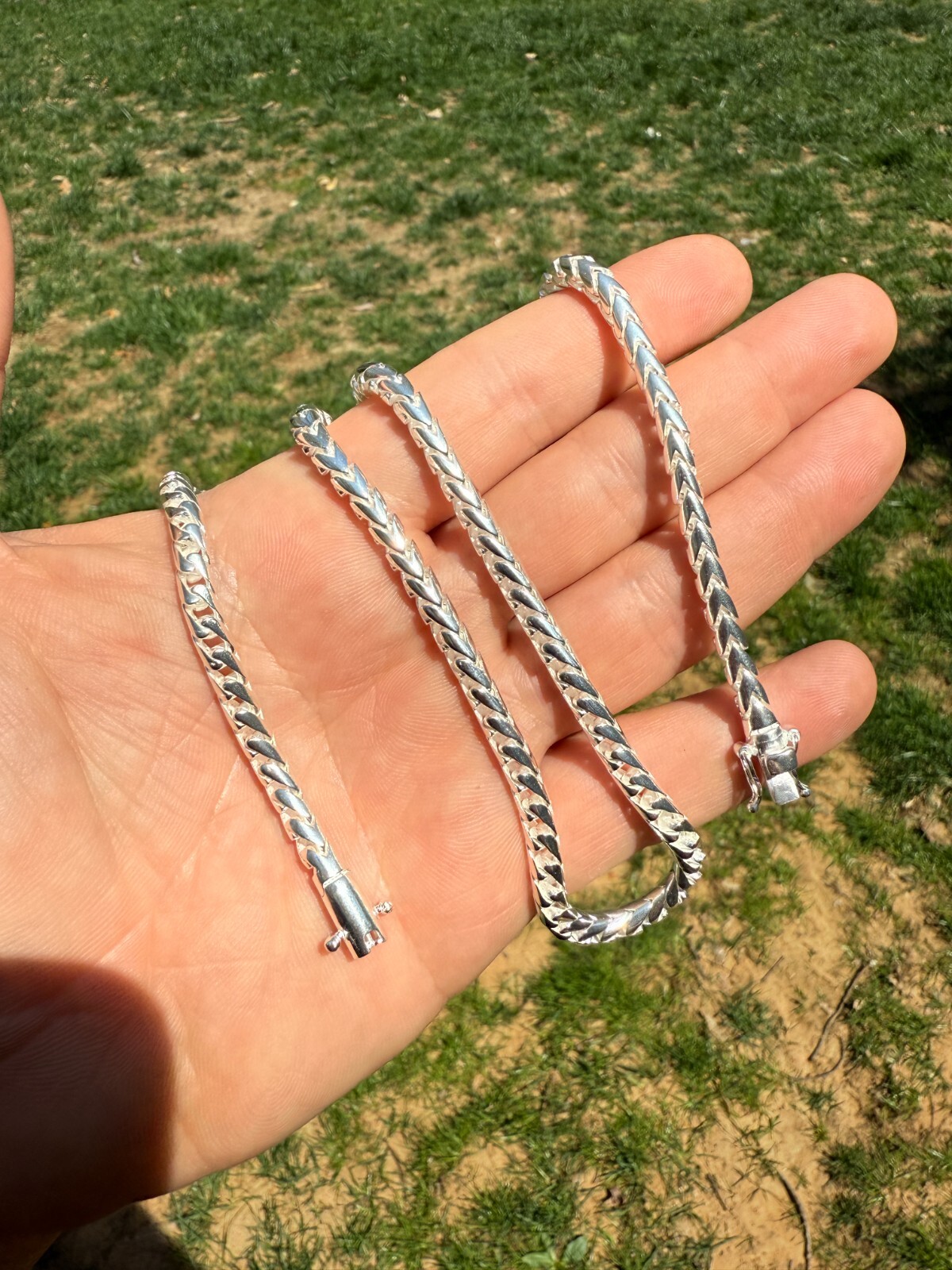 Real 925 Silver Round Franco Chain Or Bracelet 5-7mm Handmade W. Box Clasp